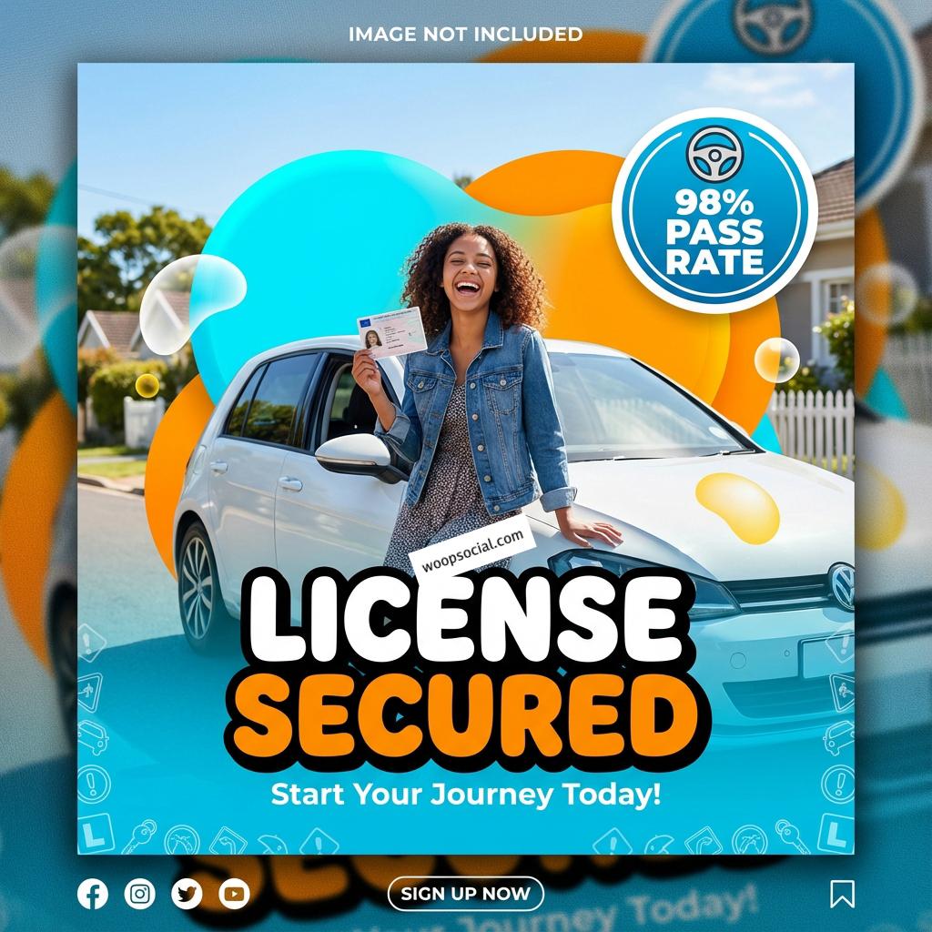 Driving Lesson Posts Free Driving School Social Media Templates & Post Ideas | WoopSocial